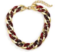 FDEETY Collana Catena Grossa Acetato Lucido Bicolore Elegante Gioiello Donna Lussuoso Accessorio Maglia Chunky Statement
