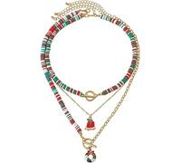 FDEETY Collana Donna Multistrato di Natale con Perline Colorate e Ciondoli Collana Swarovski Donna Idee Regalo Donna Compleanno Accessori Moda per Feste