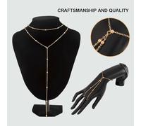FDEETY Collana Lunga Catena y Sfere Brillanti Bracciale Abbinato Gioielli Donna Eleganti Stile Minimalista