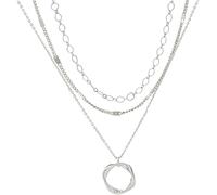 FDEETY Collana Multistrato Ciondolo Cerchio Intrecciato Catena Ovale Maglia Cubana Gioielli Donna Eleganti