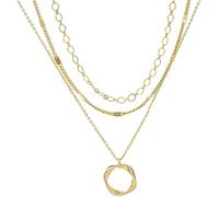 FDEETY Collana Multistrato Ciondolo Cerchio Intrecciato Catena Ovale Maglia Cubana Gioielli Donna Eleganti