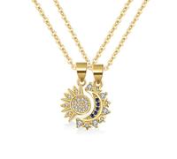 FDEETY Collana Sole e Luna per Coppia Adolescente Collana Mamma Figlia Amicizia Sorella Gioielli BFF Amicizia Regali 2 Pezzi Blu