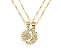 FDEETY Collana Sole e Luna per Coppia Adolescente Collana Mamma Figlia Amicizia Sorella Gioielli BFF Amicizia Regali 2 Pezzi Bianco