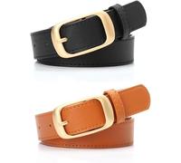 FDEETY Eleganter Damen Gürtel Aus Hochwertigem Pu Leder Mit Goldener Schnalle Verstellbarer Taillengürtel In Schwarz Und Braun Modisches Accessoire Für Frauen 2er Set