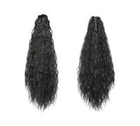 Fdeety Extension Capelli Ricci Sintetici Lunga 24 Pollici Posticci Per Acconciature Eleganti Clip In Facile Da Applicare Nero Naturale Set Di 3 Pezzi(Natural Black)