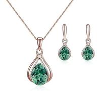 FDEETY Goccia Cristallo Collana Orecchini Parure Gioielli Donna Elegante Cerimonia Matrimonio Compleanno Lusso Brillante