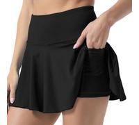 FDEETY Gonne da Tennis a Vita Alta con Tasche Gonne da Corsa con Pantaloncino da Corsa Elastica Tennis con Pantaloncini Bambina Golf(Nero L)