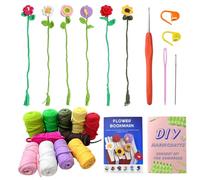 FDEETY Kit All'Uncinetto per Principianti 6 Segnalibri a Forma di Filato Morbido e Ganci Segnalibri Kit da Cucito All'Uncinetto Kit per Principianti Adulti e Bambini