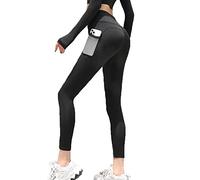 FDEETY Leggins Sportivi Donna con Tasca Pantaloni Fitness Vita Alta Leggings Estivi Compressione Yoga Running Palestra Allenamento Anticellulite Pantaloni Corsa Elastici