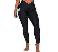 FDEETY Leggins Sportivi Donna Vita Alta con Tasca Pantaloni Yoga Leggings Estivi Compressione Fitness Palestra Corsa Abbigliamento Sportivo Pantaloni Neri Anticellulite Traspiranti