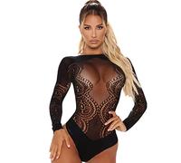 FDEETY Lingerie Donna Pizzo Body Maniche Lunghe Trasparente Elegante Intimo Abbigliamento Completo Sexy Aderente Traspirante Morbido Confortevole