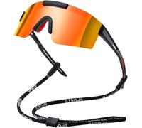 FDEETY Occhiali Ciclismo Occhiali da Sole Sportivi Polarizzati Protezione UV400 per Uomo Donna Occhiali Sportivi per Corsa Pesca Guida Golf Sci (Arancione)