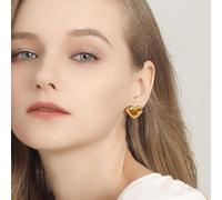 Fdeety Orecchini A Forma Di Cuore In Oro Lucido Eleganti E Raffinati Perfetti Per Serate E Eventi Speciali Gioielli Per Donna Orecchini A Pendente