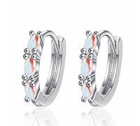 FDEETY Orecchini Cerchio Opale Brillante Argento Cristalli Ovali Eleganti Gioielli Donna Accessori Quotidiani