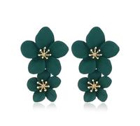FDEETY Orecchini da Donna Boho Fiore Goccia Orecchini Doppio Fiore Orecchini Gioielli per Compleanno Gioielli Regali (Verde)