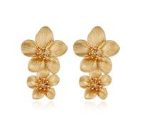 FDEETY Orecchini da Donna Boho Fiore Goccia Orecchini Doppio Fiore Orecchini Gioielli per Compleanno Gioielli Regali (Oro)