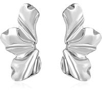 FDEETY Orecchini da Donna Semplice Moda Petali Irregolari Orecchini Retrò Orecchino Gioielleria Regalo per Mamma Moglie Figlia (Argento)