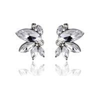 FDEETY Orecchini da Donne Marquise Cluster Orecchini Pendenti Sposa Gioielli per Spose Orecchini Pendenti da Matrimonio (Bianca)