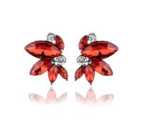 FDEETY Orecchini da Donne Marquise Cluster Orecchini Pendenti Sposa Gioielli per Spose Orecchini Pendenti da Matrimonio (Rosso)