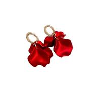 FDEETY Orecchini da Donne Orecchini con Petali Colorati Orecchini Pendenti Sposa Gioielli per Spose Orecchini Pendenti da Matrimonio Rosso