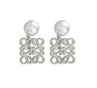 FDEETY Orecchini Donna 18K Oro Orecchini con Perle a Taglio Geometrico Orecchini Anallergici Adatto per l'abbigliamento Quotidiano per le Feste(Argento)
