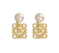 FDEETY Orecchini Donna 18K Oro Orecchini con Perle a Taglio Geometrico Orecchini Anallergici Adatto per l'abbigliamento Quotidiano per le Feste(Oro)