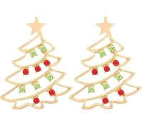 FDEETY Orecchini Donna Albero di Natale in Oro con Cristalli Rossi e Verdi Eleganti Gioielli per Feste Natalizie Regalo Compleanno Donna(Rosso)