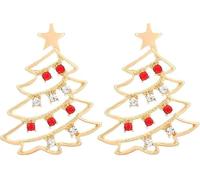 FDEETY Orecchini Donna Albero di Natale in Oro con Cristalli Rossi e Verdi Eleganti Gioielli per Feste Natalizie Regalo Compleanno Donna(Bianca)