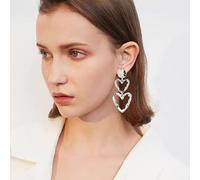 FDEETY Orecchini Donna Argento 925 a Cuore Pendenti Eleganti Accessori Moda per Occasioni Speciali e Uso Quotidiano(Argento)