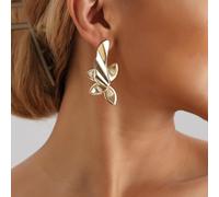 FDEETY Orecchini Donna Argento 925 Placcato Oro Design Moderno Foglia Gioielli Eleganti per Occasioni Speciali Regalo Compleanno Donna