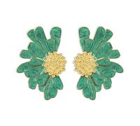 FDEETY Orecchini Donna Fiore Orecchini a Perno Vintage a Forma di Margherita Esagerata Regali di Gioielli Margherita Stile Boho e Retrò Semplice (Verde)