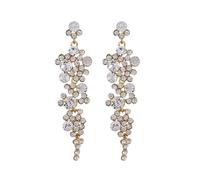 FDEETY Orecchini Donna Lampadario Cluster Lungo Orecchini Strass Cristallo Art Deco Vintage di Lusso Rhinestone Gioielli Ciondolo Orecchini Matrimonio Festa Ballo Regalo(Bianca)