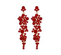 FDEETY Orecchini Donna Lampadario Cluster Lungo Orecchini Strass Cristallo Art Deco Vintage di Lusso Rhinestone Gioielli Ciondolo Orecchini Matrimonio Festa Ballo Regalo(Rosso)