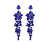 FDEETY Orecchini Donna Lampadario Cluster Lungo Strass Cristallo Art Deco Vintage di Lusso Rhinestone Gioielli Ciondolo Matrimonio Festa Ballo Regalo (Blu)