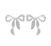 FDEETY Orecchini Fiocco Struttura Martellata Eleganti Pendenti Donna Accessori Gioielli Stile Classico Texture Brillante