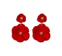 FDEETY Orecchini Fiore Bohémien Lunghi Borchie Grandi Strati Fiore Penzolare Orecchini Petalo Vintage Anallergici Gioielli per Donne Bambine Sposa Compleanno Party(Rosso)