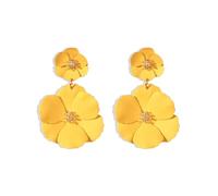 FDEETY Orecchini Fiore Bohémien Lunghi Borchie Grandi Strati Fiore Penzolare Orecchini Petalo Vintage Anallergici Gioielli per Donne Bambine Sposa Compleanno Party(Giallo)