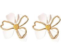 FDEETY Orecchini Fiore Margherita Petali Acrilici Contorno Dorato Eleganti Gioielli Donna Primavera Estate