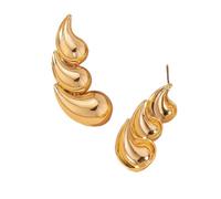 FDEETY Orecchini Foglia Curva Argento Lucido Eleganti Gioielli Donna Metallo Brillante Accessori moda Stile Minimalista Decorazione Lussuosa