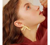 FDEETY Orecchini Foglia Metallici Tridimensionali Botanici Eleganti Leggeri Pendenti Dorati Artistici Femminili