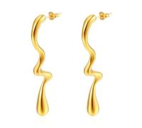FDEETY Orecchini Goccia Geometrici Asimmetrici Pendenti Minimalisti Eleganti Tono Oro Lucido