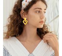 Fdeety Orecchini Pendenti A Forma Di Cuore In Resina Bianca Eleganti E Leggeri Accessorio Per Donna Gioielli Moda Orecchini A Forma Di Cuore Orecchini Pendenti Donna