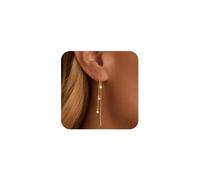 FDEETY Orecchini Pendenti Catena Lunghi Zirconia Cubica Brillanti Placcati Oro 14k Ipoallergenici Donna Eleganti