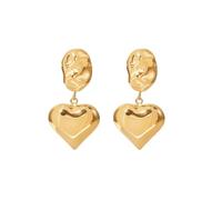 FDEETY Orecchini Pendenti Cuore Doppio Lucido Metallico Eleganti Gioielli Donna Accessori Stile Minimalista