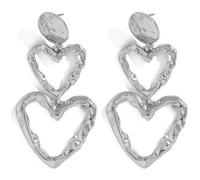 FDEETY Orecchini Pendenti Cuore Doppio Martellato Texture Metallica Gioielli Donna Eleganti Accessori Decorativi