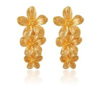 FDEETY Orecchini Pendenti Fiore Cascata Triplo Petalo Eleganti Gioielli Donna Accessori Stile Botanico Lussuosi