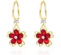 FDEETY Orecchini Pendenti Fiore Cristallo Verde Smeraldo Cerchio Oro Zirconi Brillanti Gioielli Donna Eleganti