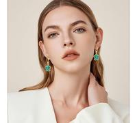 FDEETY Orecchini Pendenti Fiore Cristallo Verde Smeraldo Cerchio Oro Zirconi Brillanti Gioielli Donna Eleganti