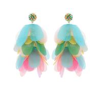 FDEETY Orecchini Pendenti Fiore Stratificato Multicolore Acrilico Leggero Donna Accessori Gioielli Eleganti