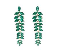 FDEETY Orecchini Pendenti Foglia Cascata Cristallo Brillante Gioielli Donna Eleganti Accessori Cerimonia Lusso